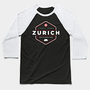 Zurich Switzerland Map Flag Baseball T-Shirt